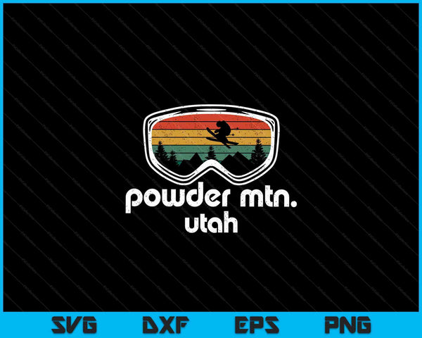 Powder Mountain Utah Ski Resort Skiing Retro Skier Gift Idea SVG PNG Digital Cutting Files