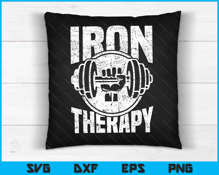 Powerlifting Strongman Tshirt Iron Is mijn therapie Tee SVG PNG digitale snijbestanden