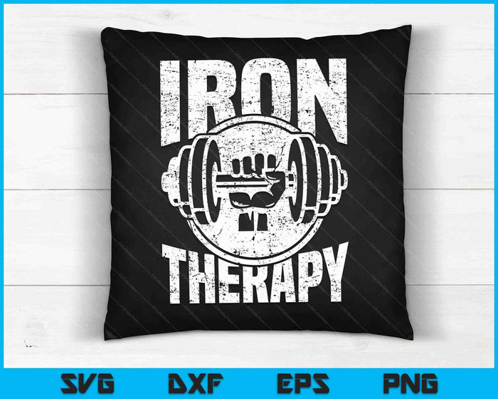 Powerlifting Strongman Tshirt Iron Is My Therapy Tee SVG PNG Digital Cutting Files