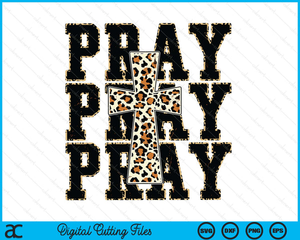 Leopard Print Pray Cross Christian SVG PNG Digital Printable Files
