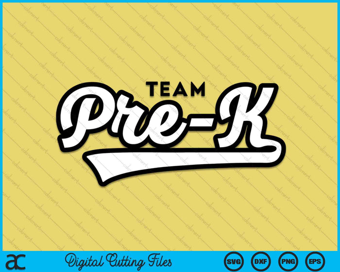 Pre-K TEAM School Teacher Pre-K Baseball-Style SVG PNG Digital Cutting Files