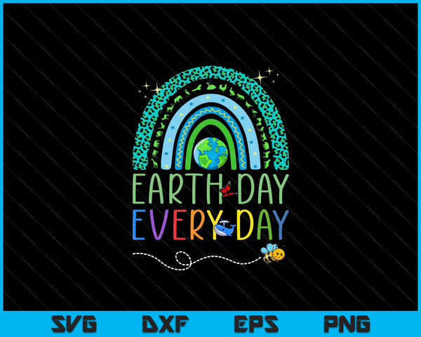 Mooie dag van de aarde elke dag regenboog met bomen Earth Day SVG PNG digitale snijbestanden