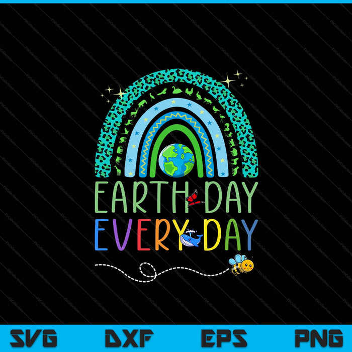 Pretty Earth Day every day rainbow with trees SVG cut file