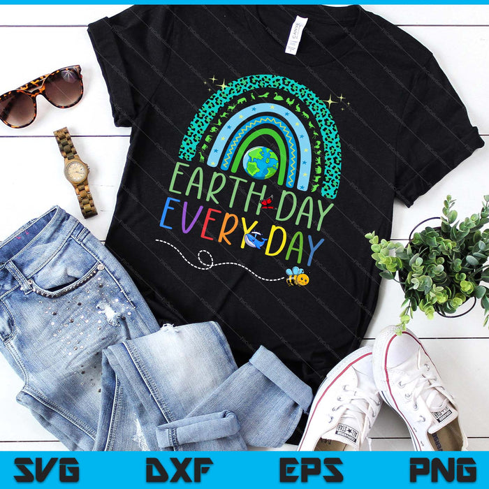 Pretty Earth Day Every Day Rainbow With Trees Earth Day SVG PNG Digital Cutting Files