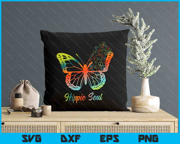 Pretty hippie soul butterfly with peace signs hippie SVG PNG cut file for Cricut