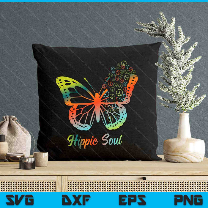 Pretty hippie soul butterfly with peace signs hippie SVG PNG cut file for Cricut