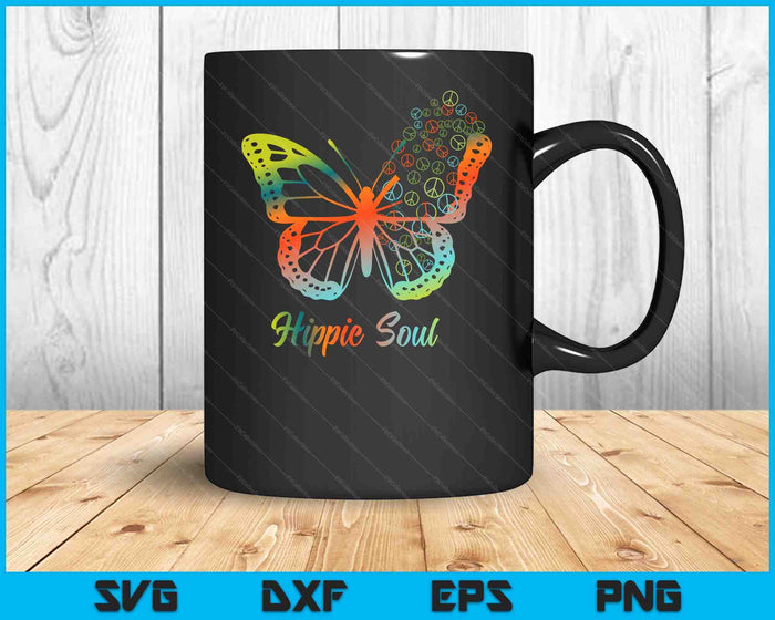 Pretty Hippie Soul Butterfly With Peace Signs Hippie SVG PNG Digital Cutting Files