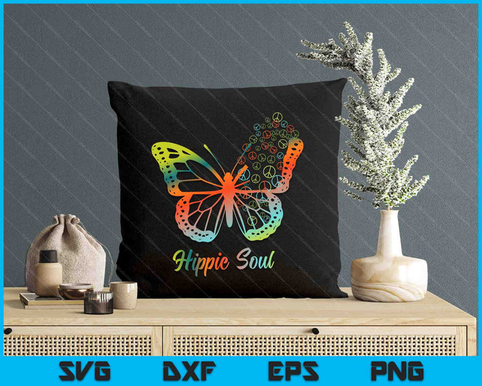 Pretty Hippie Soul Butterfly With Peace Signs Hippie SVG PNG Digital Cutting Files