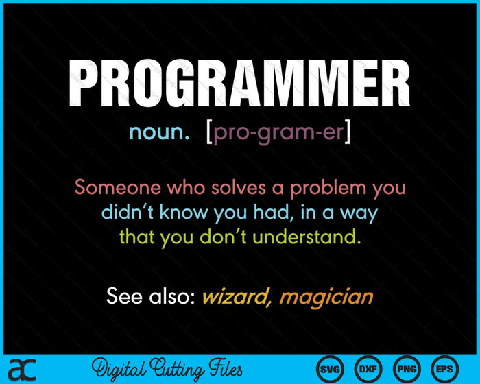 Programming Computer Geek Definition SVG PNG Digital Cutting Files