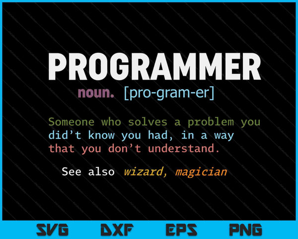 Programmeren van grappige Computer Geek Gift definitie programmeur SVG PNG digitale snijden-bestanden