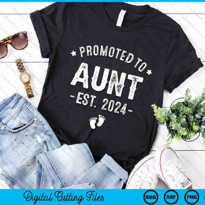 Promoted To Aunt 2024 Soon To Be First Time Aunty SVG PNG Digital Cutting Files