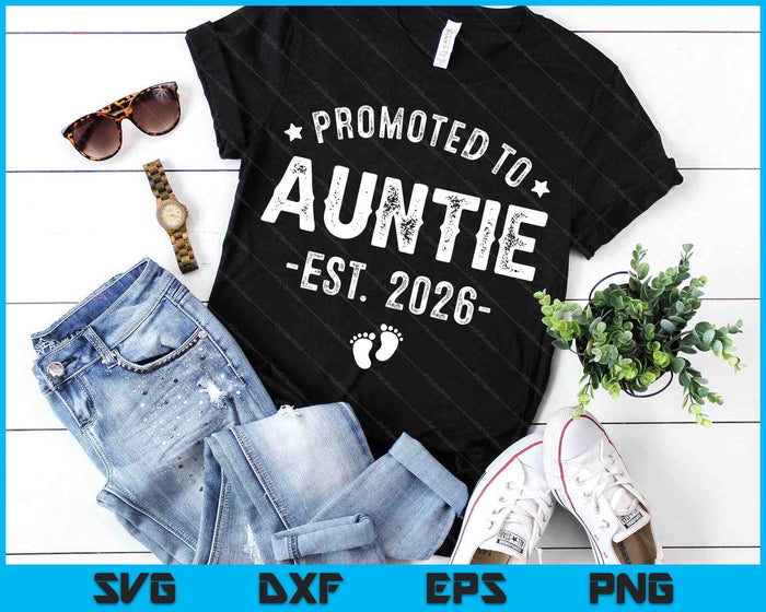 Promoted To Auntie 2026 Soon To Be First Time Aunt SVG PNG Digital Printable Files