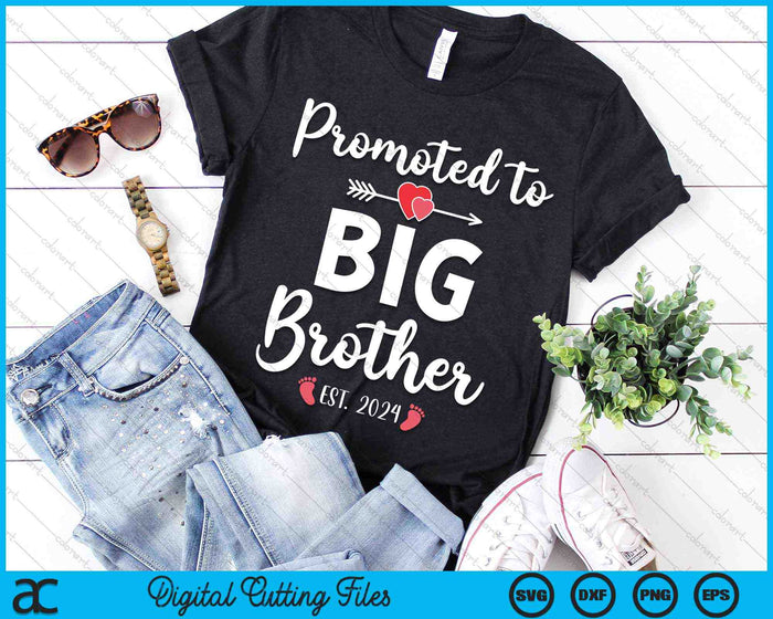 Promoted To Big Brother Est 2024 For Pregnancy Announcement SVG PNG Digital Cutting Files