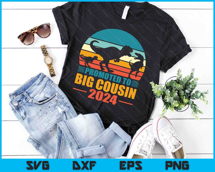 Promoted To Big Cousin 2024 Dinosaur T-Rex SVG PNG Digital Printable Files