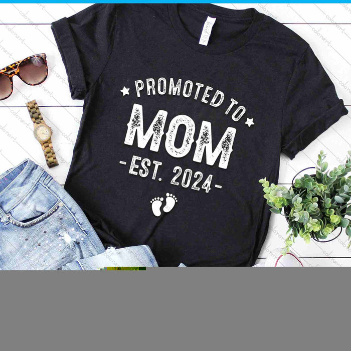 Promoted To Mom 2024 Soon To Be First Time Mother SVG PNG Digital Cutting Files