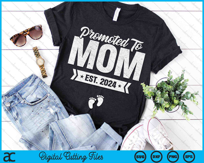 Promoted To Mom Est. 2024 New Mom SVG PNG Digital Cutting Files