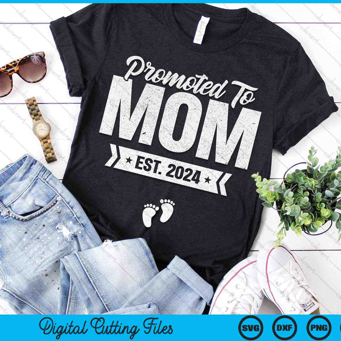 Promoted To Mom Est. 2024 New Mom SVG PNG Digital Cutting Files