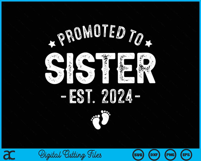 Promoted To Sister 2024 Soon To Be First Time Sister SVG PNG Digital Cutting Files