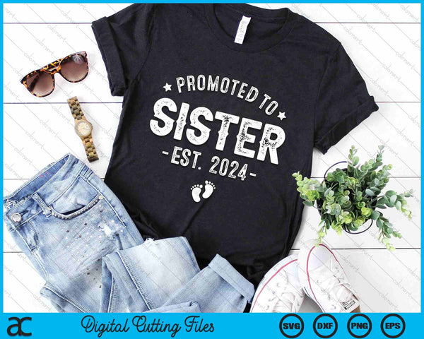 Promoted To Sister 2024 Soon To Be First Time Sister SVG PNG Digital Cutting Files