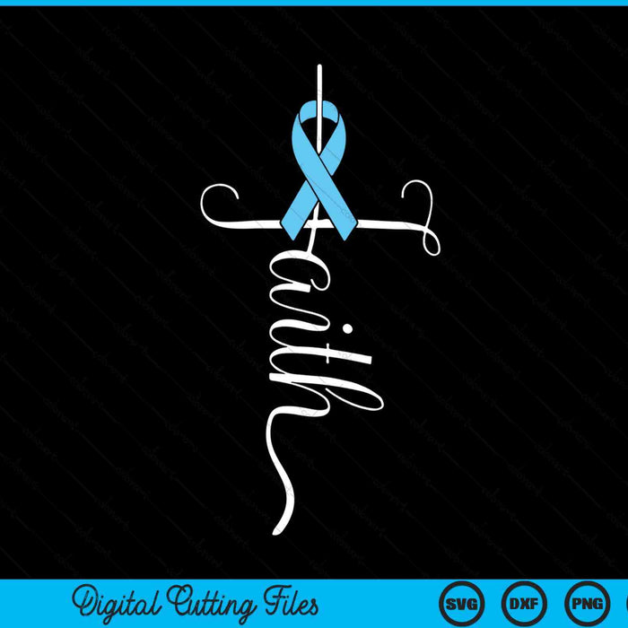 Prostate cancer awareness light blue ribbon faith survivor SVG cut file