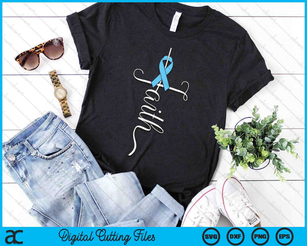 Prostate Cancer Awareness Light Blue Ribbon Faith Survivor SVG PNG Digital Cutting Files