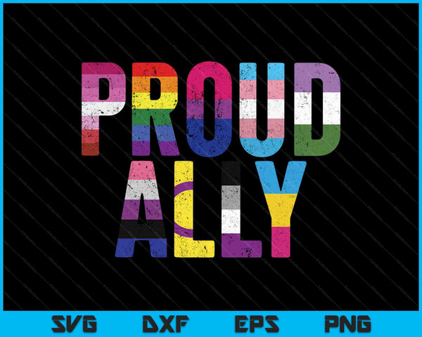 Proud Ally LGBTQ Lesbian Gay Bisexual Trans Pan Queer SVG PNG Cutting Printable Files