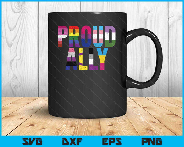 Proud Ally LGBTQ Lesbian Gay Bisexual Trans Pan Queer SVG PNG Cutting Printable Files