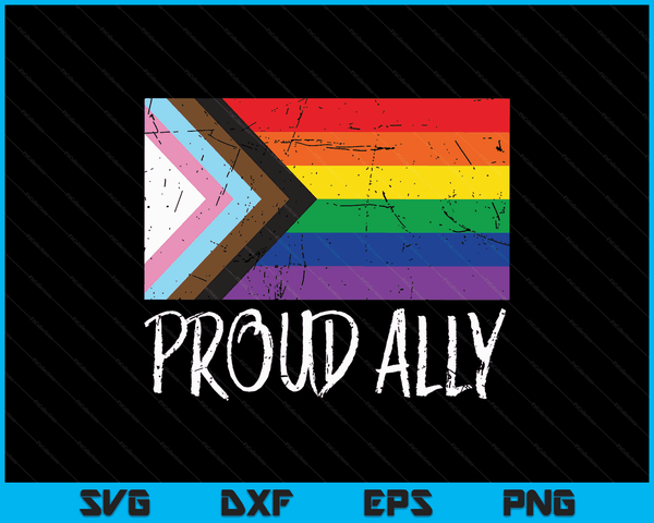 Proud Ally Pride Month LGBTQ Black Pride Flag SVG PNG digitale snijbestanden