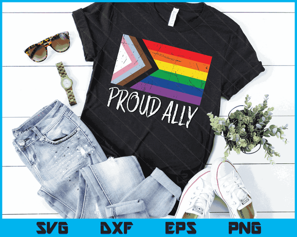 Proud Ally Pride Month LGBTQ Black Pride Flag SVG PNG digitale snijbestanden