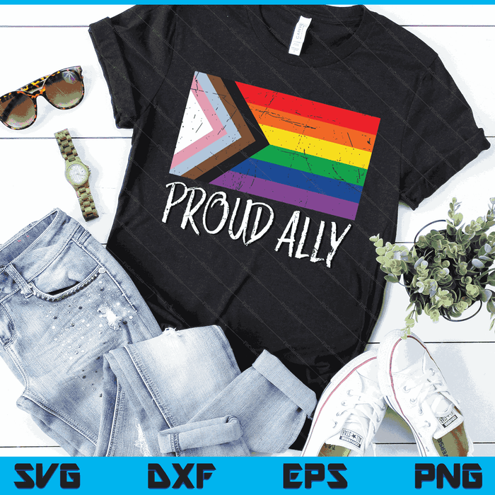 Proud Ally  Pride Month LGBTQ Black Pride Flag SVG PNG Digital Cutting Files