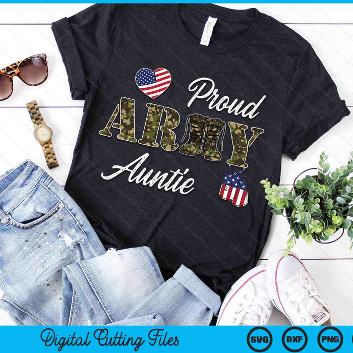 Proud Army Auntie Military Pride SVG PNG Digital Cutting Files