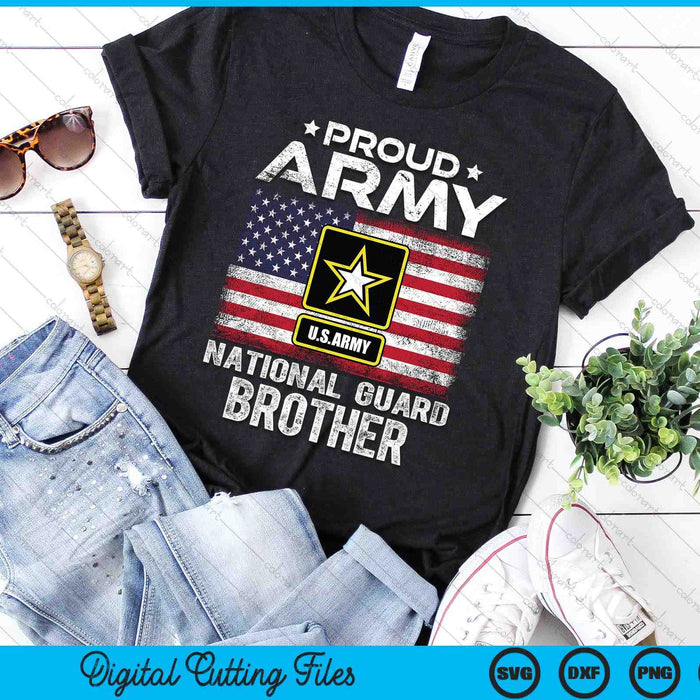 Proud Army National Guard Brother With American Flag SVG PNG Digital Printable Files