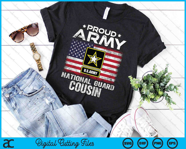 Proud Army National Guard Cousin With American Flag SVG PNG Digital Printable Files