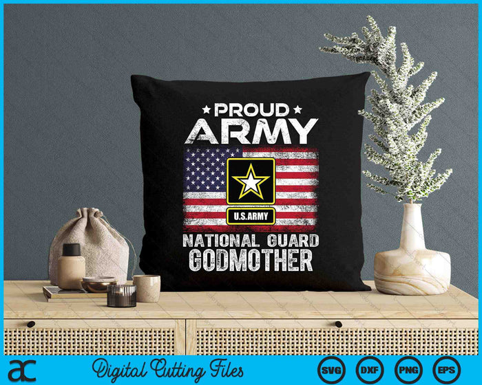 Proud Army National Guard Godmother With American Flag SVG PNG Digital Printable Files