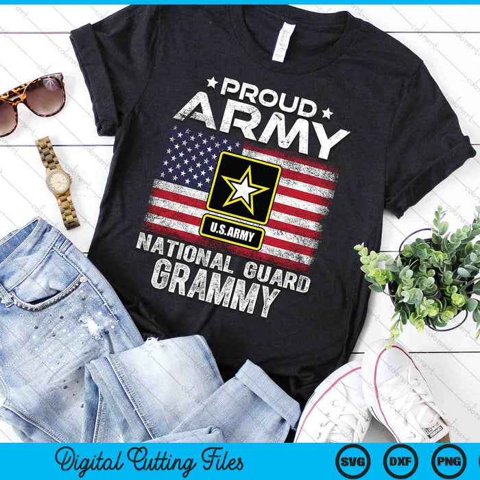 Proud Army National Guard Grammy With American Flag SVG PNG Digital Printable Files