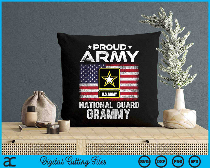 Proud Army National Guard Grammy With American Flag SVG PNG Digital Printable Files