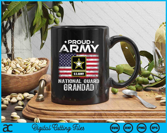 Proud Army National Guard Grandad With American Flag SVG PNG Digital Printable Files