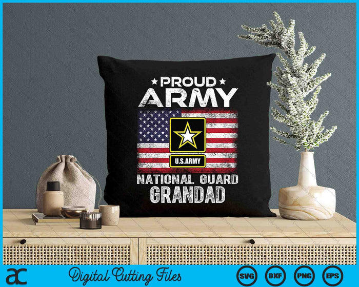 Proud Army National Guard Grandad With American Flag SVG PNG Digital Printable Files