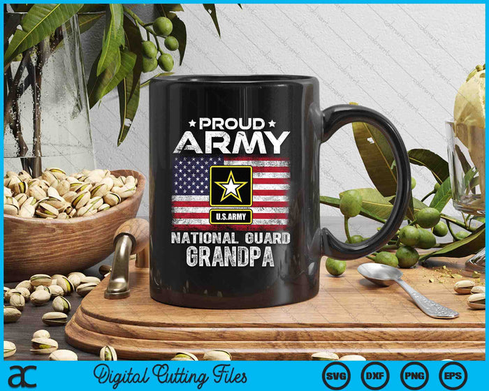 Proud Army National Guard Grandpa With American Flag SVG PNG Digital Printable Files