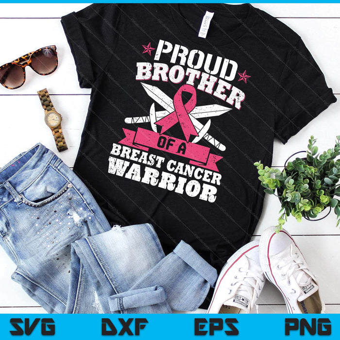 Proud Brother Of Breast Cancer Warrior Pink Awareness Ribbon SVG PNG Digital Cutting Files