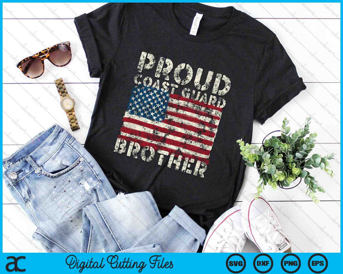 Proud Coast Guard Brother USCG Distressed US American Flag SVG PNG Digital Cutting Files