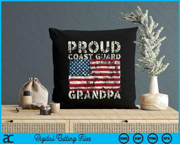 Proud Coast Guard Grandpa USCG Distressed US American Flag SVG PNG Digital Cutting Files