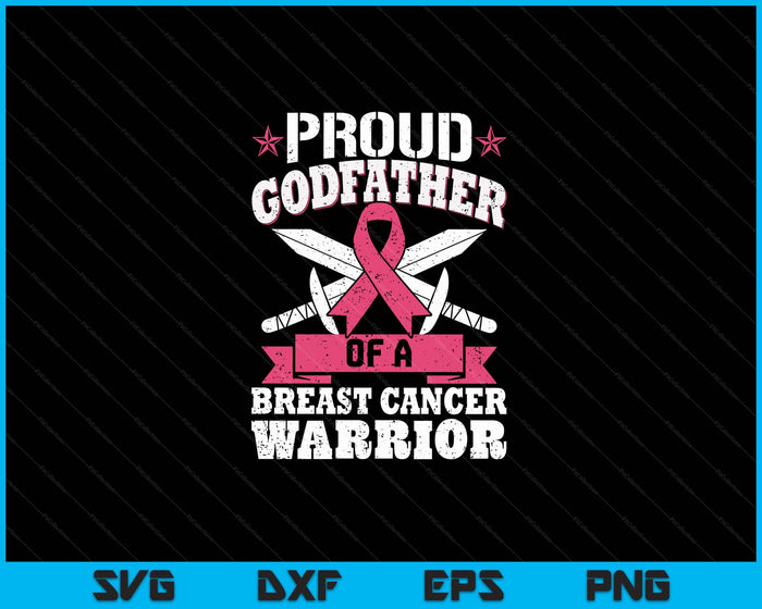 Proud Godfather Of Breast Cancer Warrior Pink Awareness Ribbon SVG PNG Digital Cutting Files