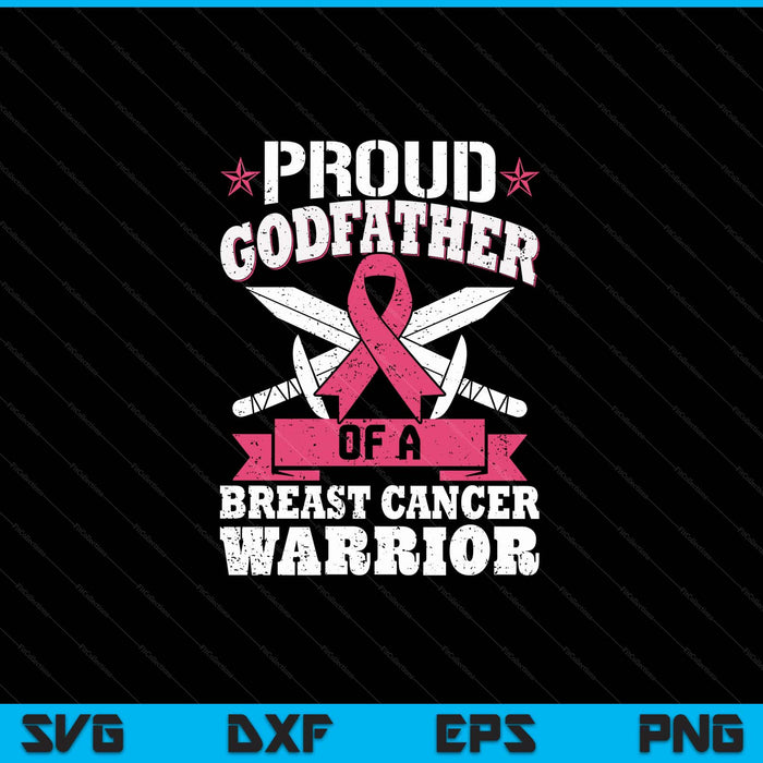Proud godfather of breast cancer warrior pink awareness ribbon SVG cut file