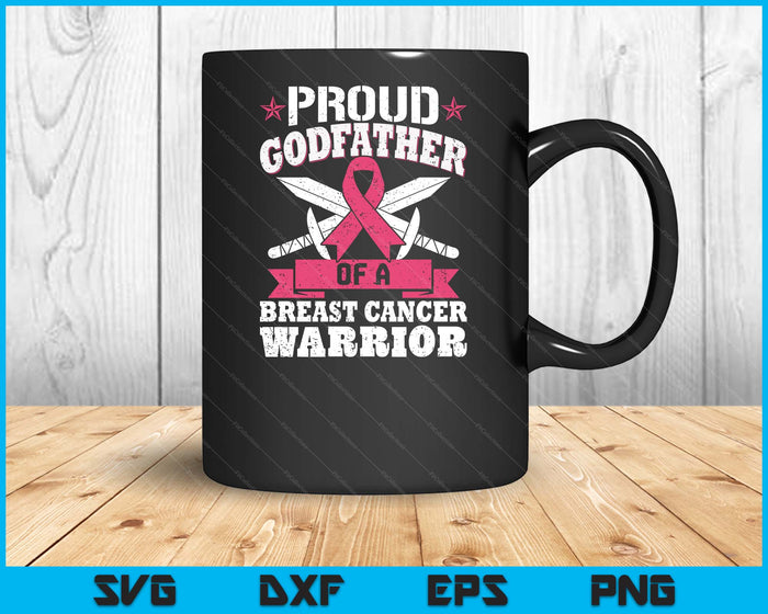 Proud Godfather Of Breast Cancer Warrior Pink Awareness Ribbon SVG PNG Digital Cutting Files