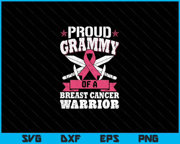 Proud Grammy Of Breast Cancer Warrior Pink Awareness Ribbon SVG PNG Digital Cutting Files