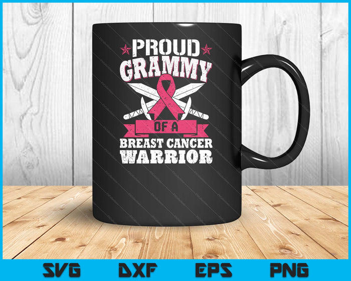 Proud Grammy Of Breast Cancer Warrior Pink Awareness Ribbon SVG PNG Digital Cutting Files