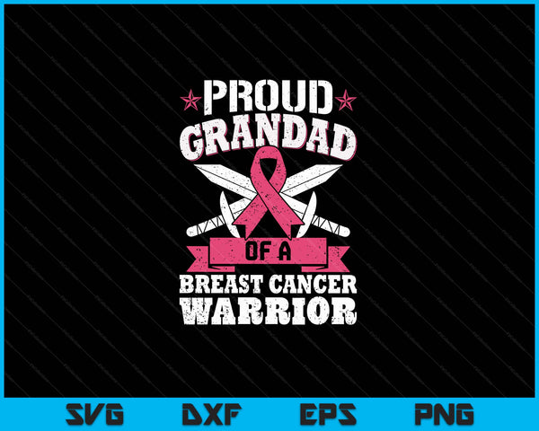 Proud grandad of breast cancer warrior pink awareness ribbon SVG cut file