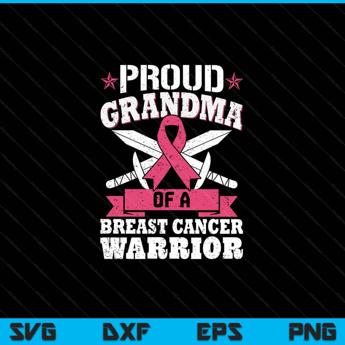 Proud grandma of breast cancer warrior pink awareness ribbon SVG cut file