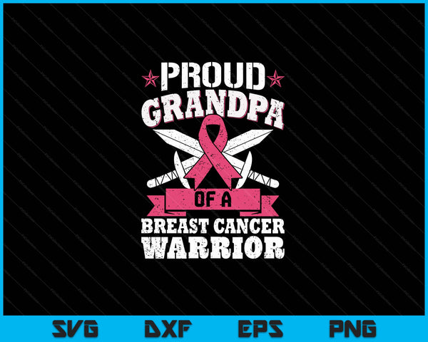Proud grandpa of breast cancer warrior pink awareness ribbon SVG cut file